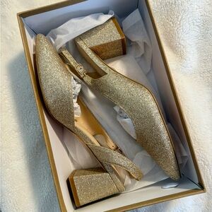 Gold Sparkly Slingback Heels